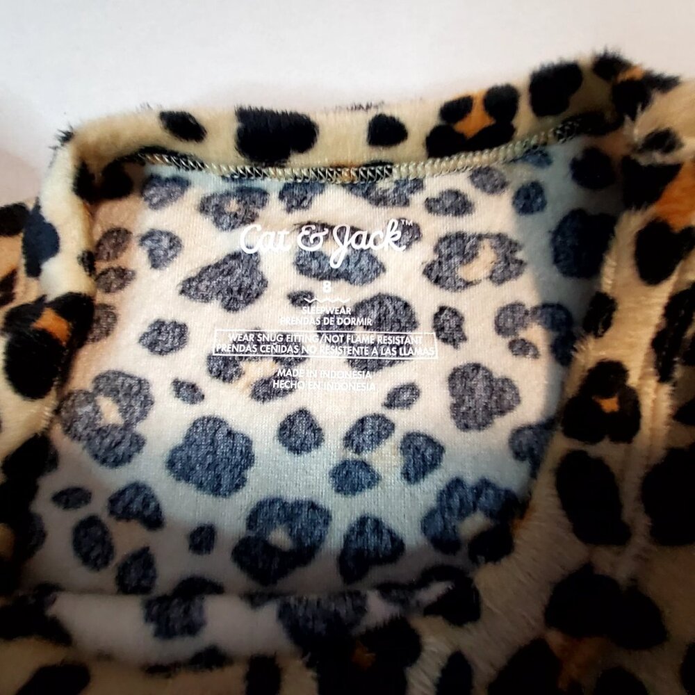 Cat And Jack Leopard Print Long Sleeve Stretchy Pajama Set For Women Size 8 - Picture 11 of 13